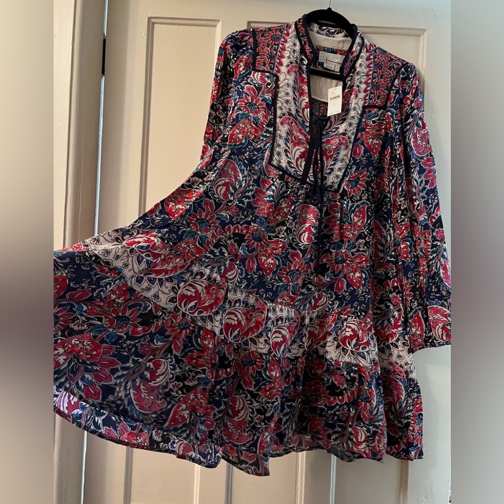 Anthropologie Paisley multicolor splice neck dress - Picture 3 of 5